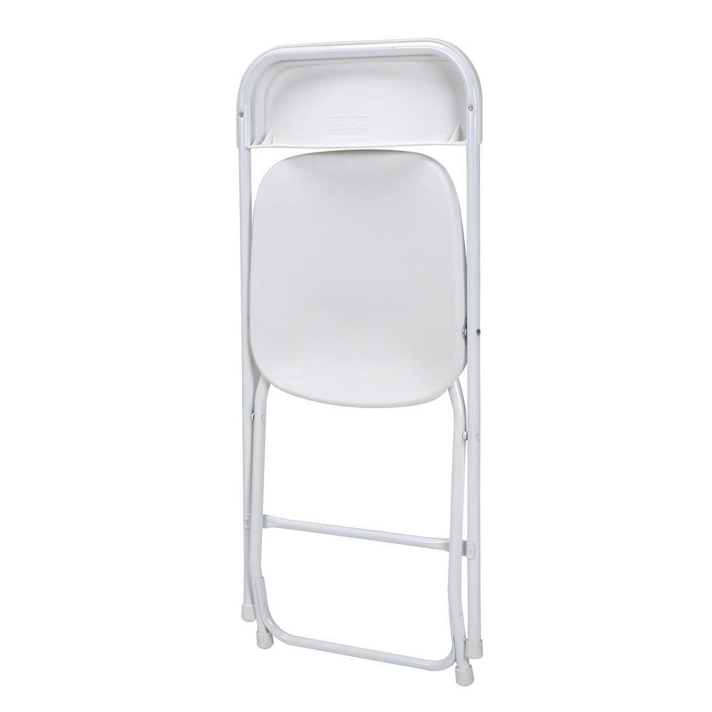 White Plastic Folding Chair Set with Steel Frame, 8-Pack