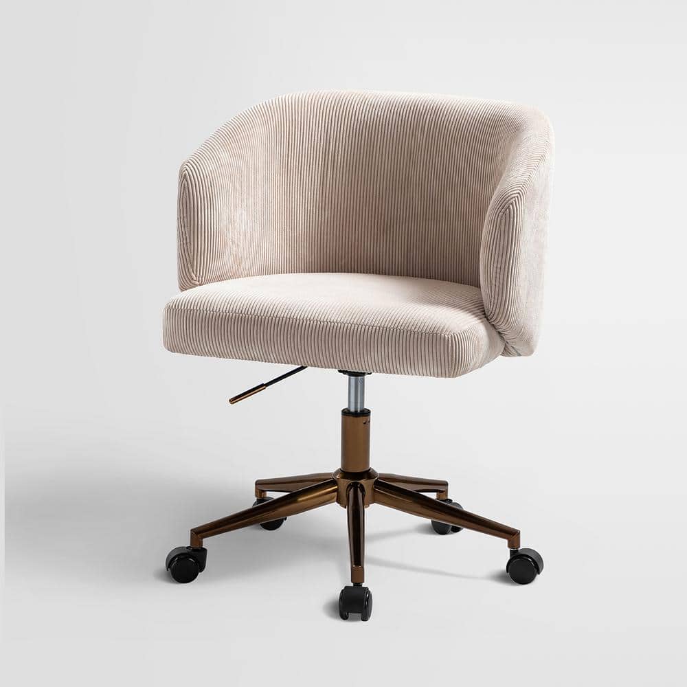 JAYDEN CREATION Cesare Beige Corduroy Upholstered Mid-Century Modern Swivel  Task Chair with Adjustable Metal Base and 3° Curved Seat OFM0789-BGE - The  