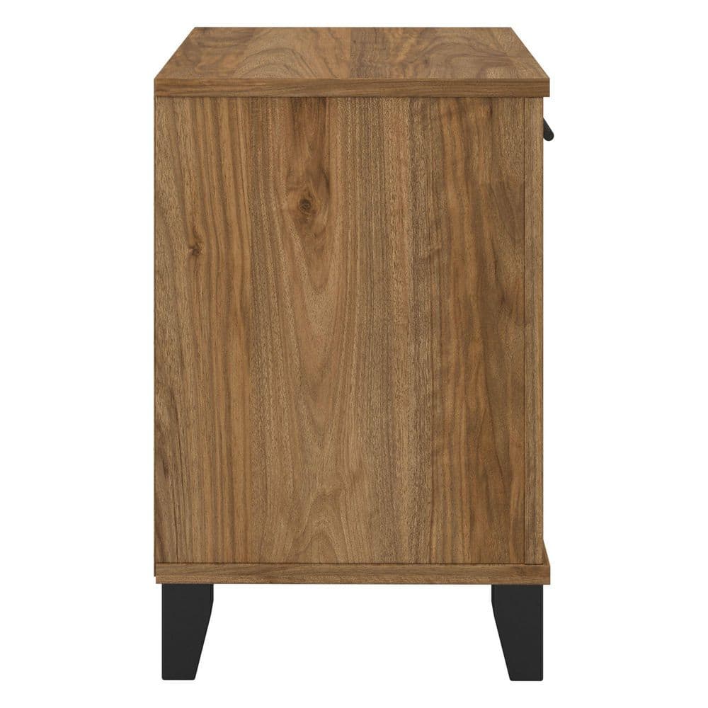 Fresh Walnut Nightstand with Drawer and Shelves