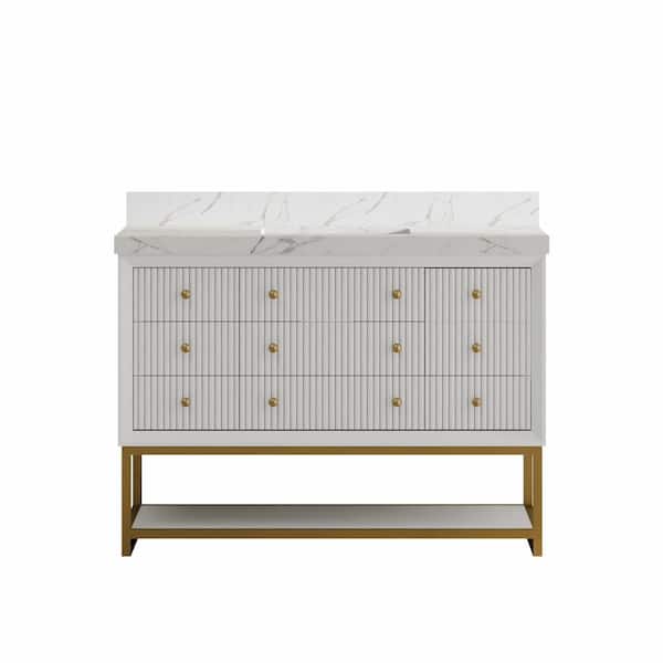 Wilton 48 in. Single Sink Freestanding White Bath Vanity with White Cultured Marble Top Assembled