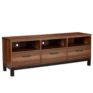 64 in. Rustic Brown TV Console with 3-Drawers and 3-Compartments