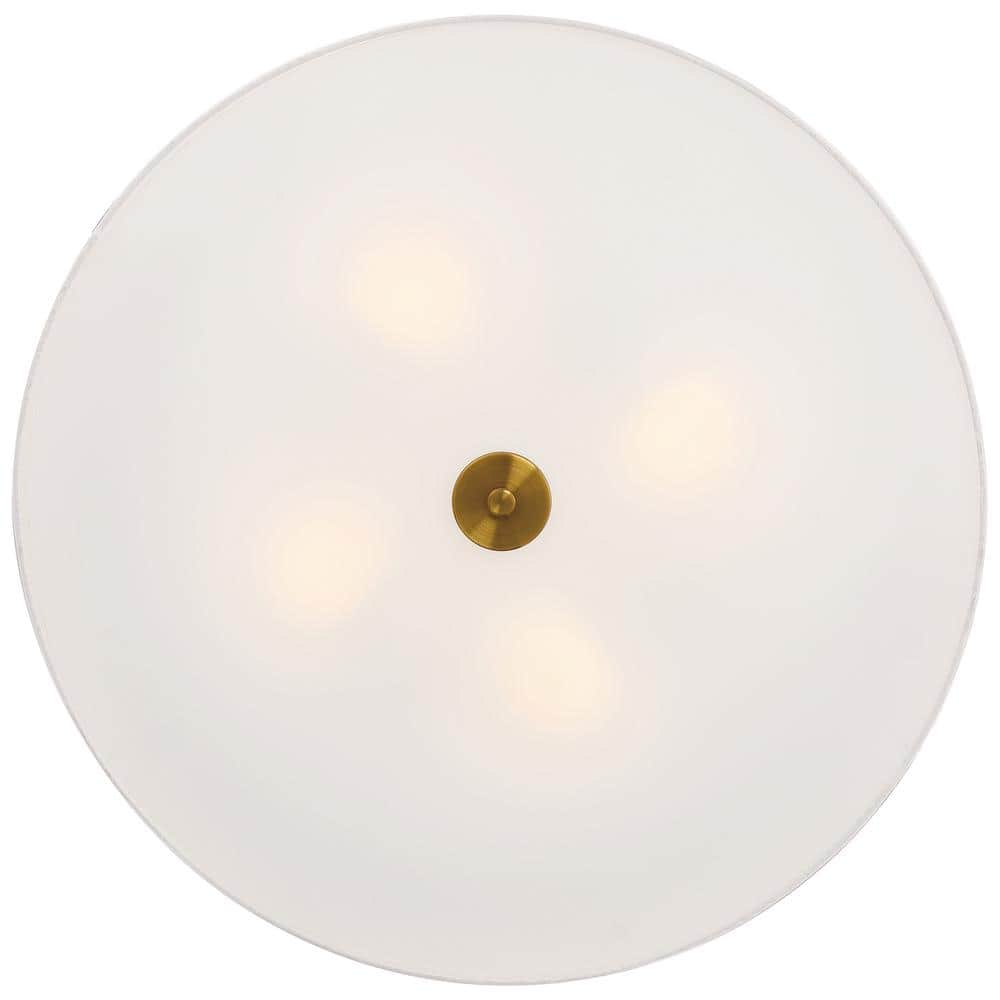 Transitional 24" Antique Brushed Brass LED Drum Flush Mount