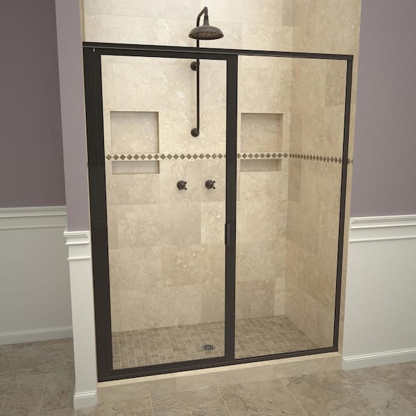 Redi Swing 1100 Series 59 in. W x 72-1/8 in. H Framed Swing Shower Door in Oil Rubbed Bronze with Pull Handle and Clear Glass