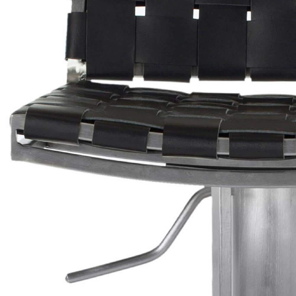 Mitchell Transitional Black Leather Adjustable Swivel Barstool