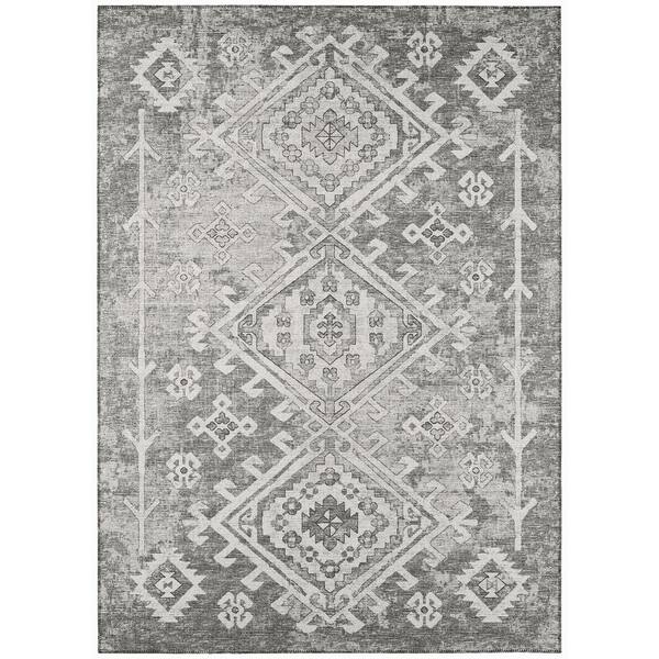 Addison Rugs Bravado Grey 3 ft. x 5 ft. Geometric Indoor/Outdoor Washable Area Rug