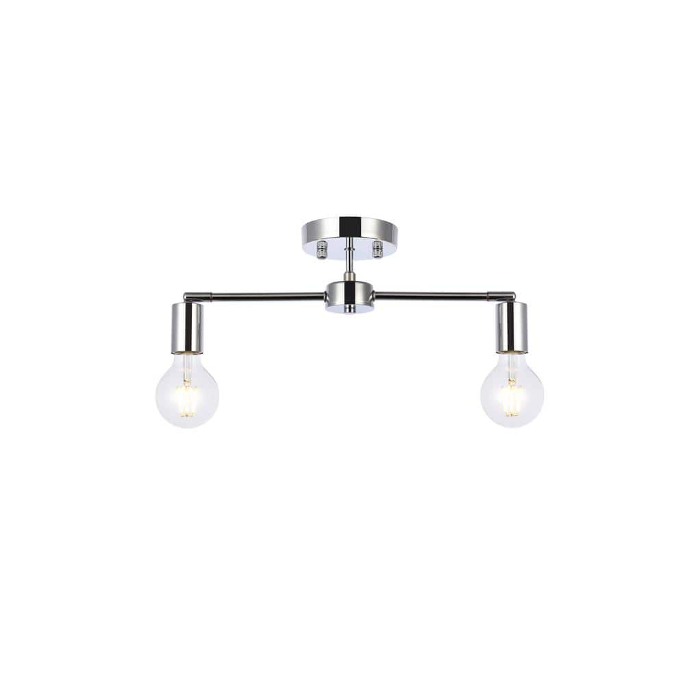 Timless Home 21 5 In 2 Light Midcentury Modern School House Chrome   Chrome Flush Mount Ceiling Lights Lvn4696c 64 1000 