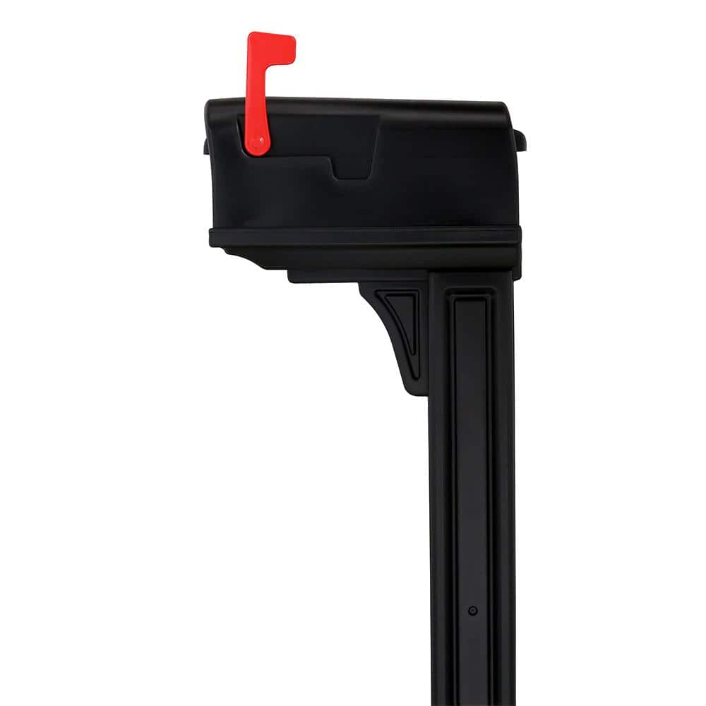 Classic Black Plastic Double Door Post Mount Mailbox