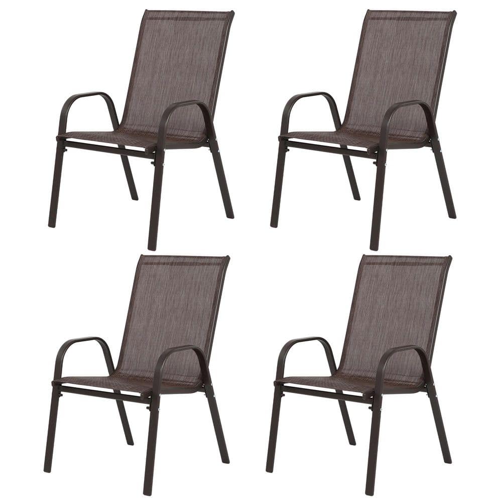 Outdoor Camping Chairs with Breathable Textilene Fabric and Armrest High Backrest in Brown (Set of 2) price history on PriceWatchPro