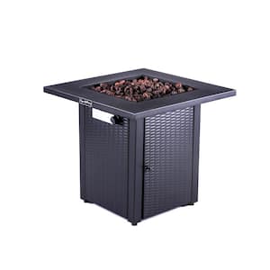 28 in. Square 50000 BTU Steel Propane Fire Pit Table in Black