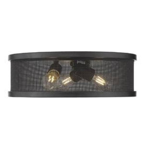 Matte Black Glass Drum Indoor/Outdoor Flush Mount