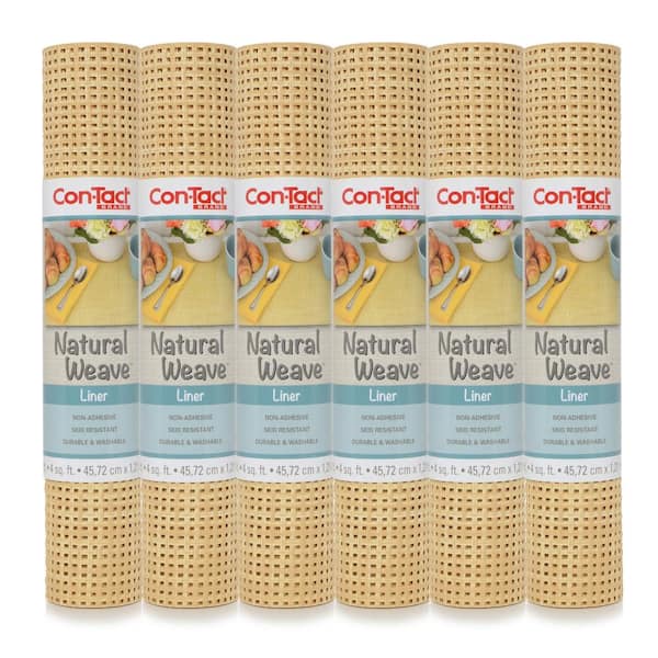 Con-Tact Natural Weave 12 in. x 4 ft. Faux Woven Lattice Natural Non-Adhesive Drawer and Shelf Liner (6-Rolls)