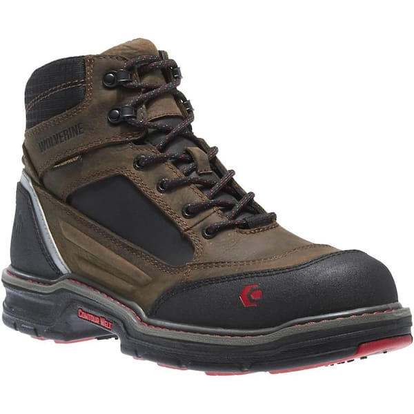 Wolverine Men's Overman Waterproof 6 in. Work Boots - Composite Toe - Brown/Black Size 10.5(M)