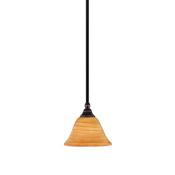 Unbranded Sparta 100-Watt 1 Light Black Copper Shaded Pendant, Mini Pendant Light with Firré Saturn Shade No Bulb Included