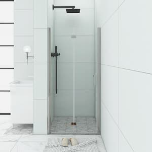 32 in. to 33.3 in. W x 72 in. H Bi-fold Semi Frameless Shower Door in Chrome Finish with Clear Tempered Glass