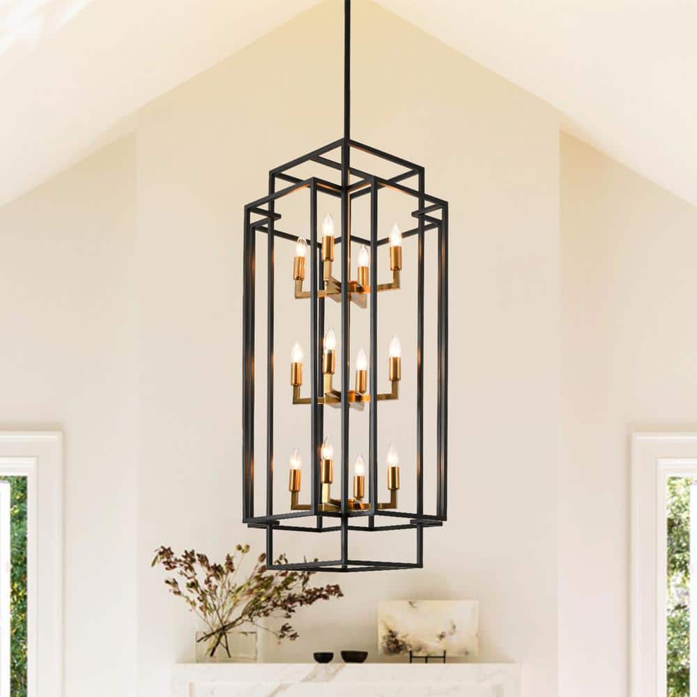 Gold Chandelier Farmhouse Lantern Chandelier Light Fixture, 8-Light Rustic  Industrial Pendant Lighting, Adjustable Height Modern Hanging Light -  Black\u0026Silver Black Chandelier Farmhouse, image size:1000x1000