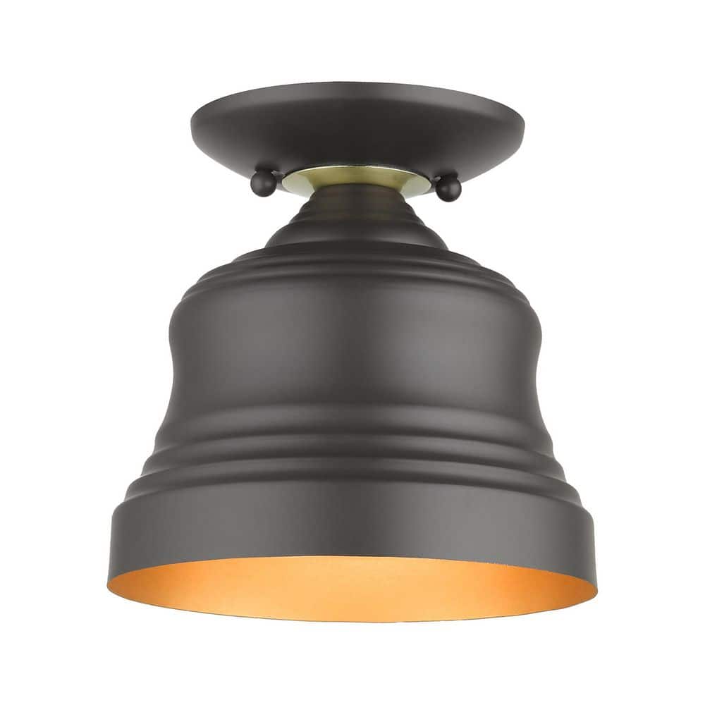 Downing 7 in. Industrial Matte Dome Bronze Semi-Flush Mount for Hallway, Bedroom, Kitchen, Bulb required not included price history on PriceWatchPro