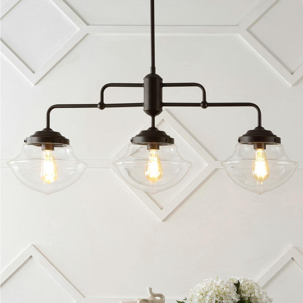 Avery 37.5" Oil-Rubbed Bronze 3-Light Industrial Rustic LED Linear Pendant