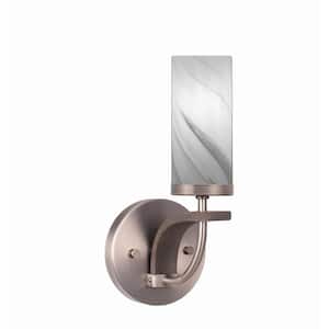 Wensley 1-Light Graphite and Painted Distressed Wood-look Metal Wall Sconce