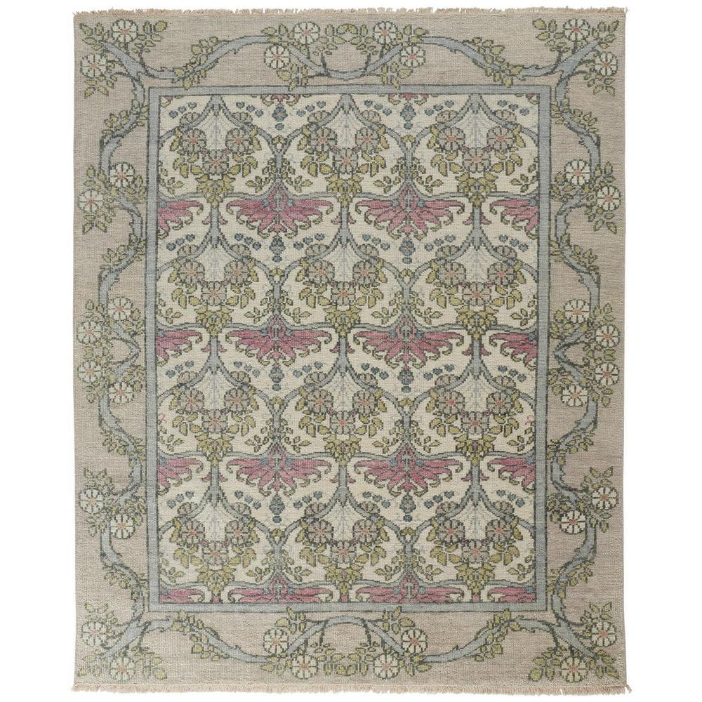 6' X 9' Ivory Gray and Pink Wool Floral Hand Knotted Area Rug price history on PriceWatchPro