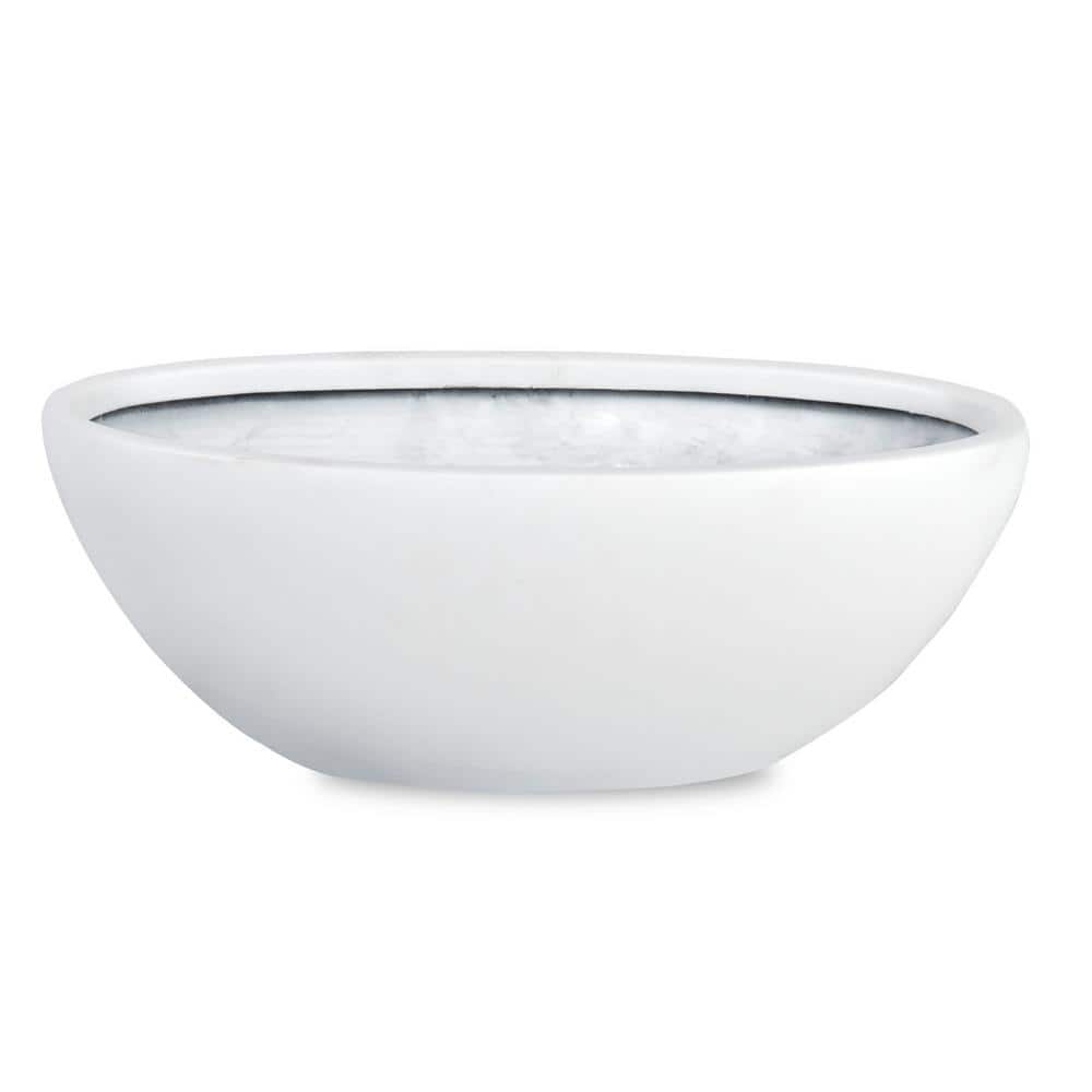 Vasesource Galena 5.5 in. x 5.5 in. x 12.5 in. Matte White Fiberstone Oval GALENA5WH - The Home Depot