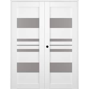 Romi 36" x 84" Right Hand Active 5-Lite Frosted Glass Bianco Noble Wood Composite Double Prehung Interior Door