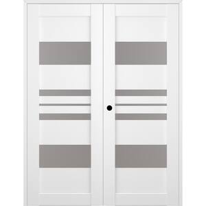 Romi 56 in. x 84 in. Right Hand Active 5-Lite Bianco Noble Wood Composite Double Prehung Interior Door