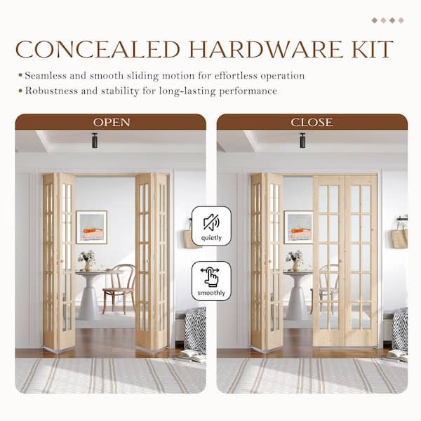 easelife 84 in. x 80 in. Pre Assembled Clear Glass Solid Core Wood