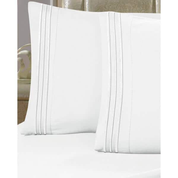 Elegant Comfort 4-Piece White Solid Microfiber California King Sheet Set  V01-CK-White - The Home Depot