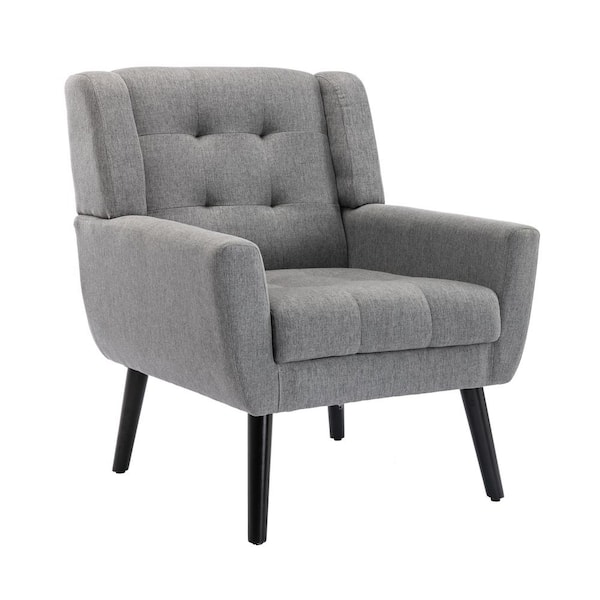 ATHMILE Light Gray Velvet Upholstered Accent Arm Chair (Set of 1)