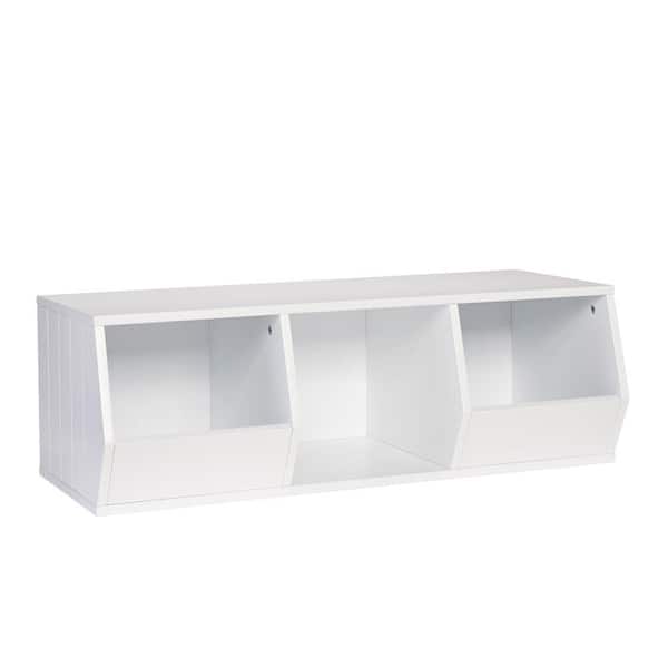 RiverRidge Kids 36 in. x 12 in. Stackable 2-Veggie Bins and 1-Cube Storage Organizer in White