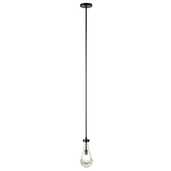 Twyla 1-Light Blackened Bronze Pendant Light with Glass Shade