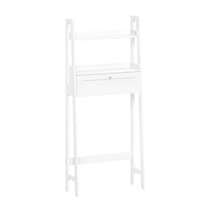 Amery 25in. W x 58in. H x 10in. D White Over The Toilet Storage Spacesaver with Open Shelves, Cubby and Drop Down Drawer