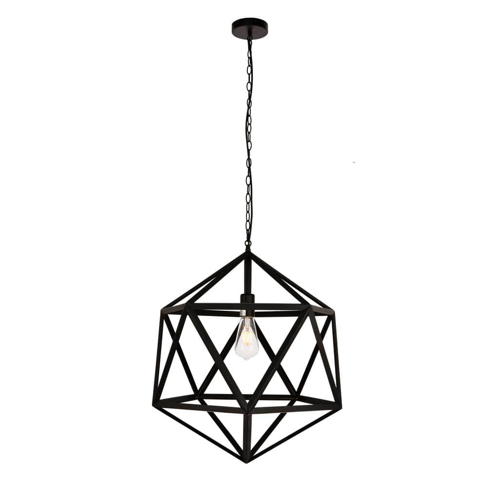 Timeless Home 19.7 in. 1-Light Black Pendant Light, Bulbs Not Included