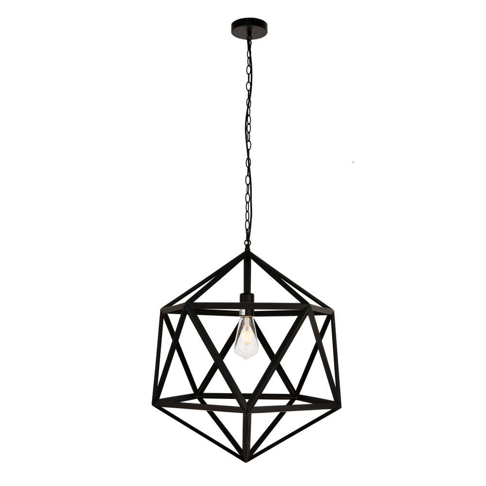 Timeless Home Ramos 19.7 in. W x 22.6 in. H 1-Light Black Pendant with Shade