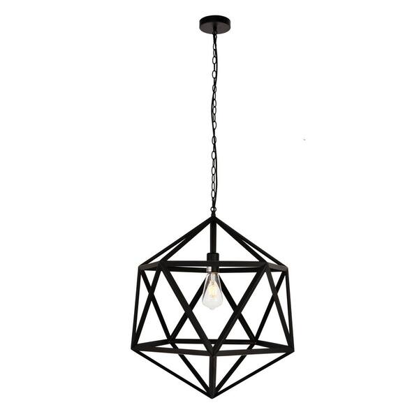 Timeless Home Ramos 19.7 In. W X 22.6 In. H 1-light Black Pendant With 