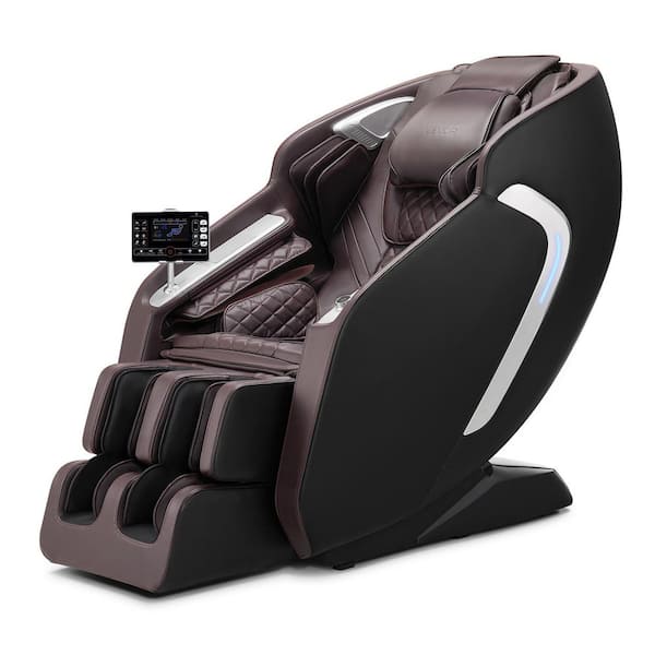 Massage Chair, Metal, polyester Outdoor Rocking Chair with Brown Cushion 4D Full Body Zero Gravity Recliner