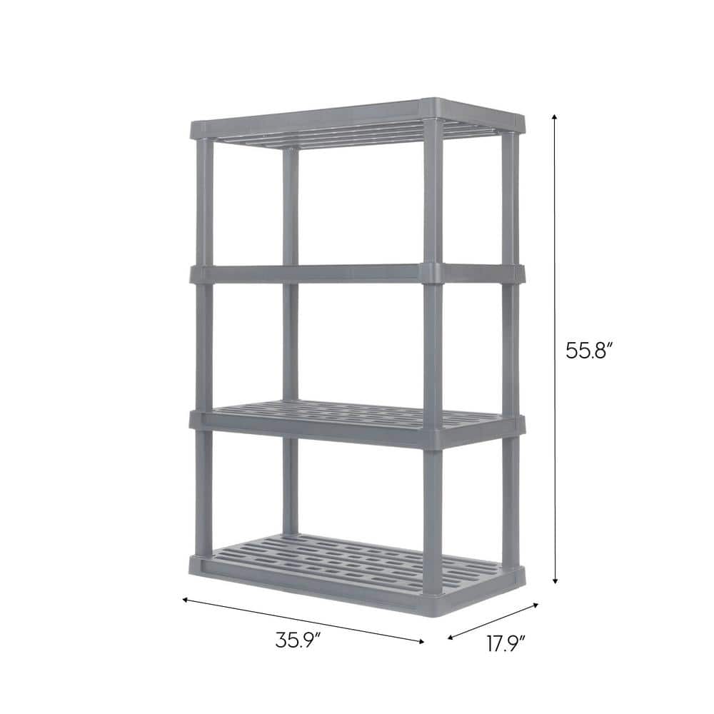 Gray 4-Tier Plastic Utility Storage Shelves