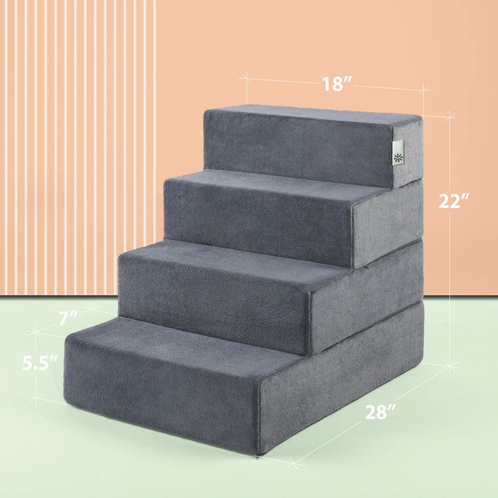 Large Charcoal High-Density Foam Pet Stairs