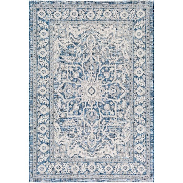Livabliss Lazou Navy 5 ft. 3 in. x 7 ft. 7 in. Indoor/Outdoor Patio Area Rug