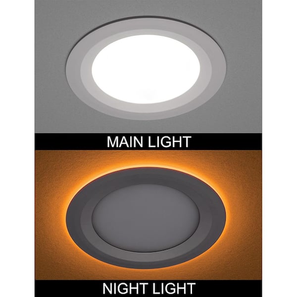 6 in. Canless Integrated LED Recessed Light Trim w/ Night Light 650lm Adjustable CCT New Construction Remodel (12-Pack)