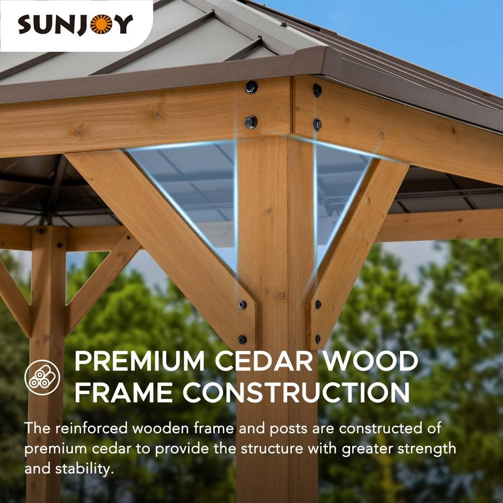 Cedar Framed 11' x 11' Gazebo with Brown Steel Roof