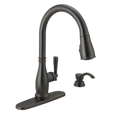 Delta Charmaine Single Handle Pull Down Sprayer Kitchen Faucet With Soap Dispenser In Venetian Bronze 19962z Rbsd Dst The Home Depot