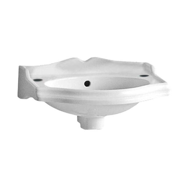 Whitehaus Collection Isabella Wall-Mounted Bathroom Sink with 2-Hole Faucet Drillings in White