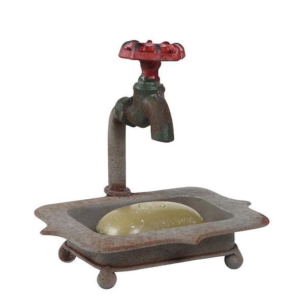 7 in. H Aged-Bronze Vintage Faucet Soap Holder