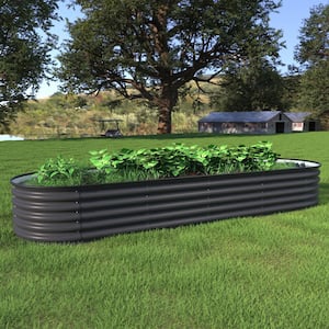 8 ft. x 2 ft. x 1.4 ft. Galvanized Raised Garden Bed 9-in-1 Planter Box Outdoor, Dark Gray