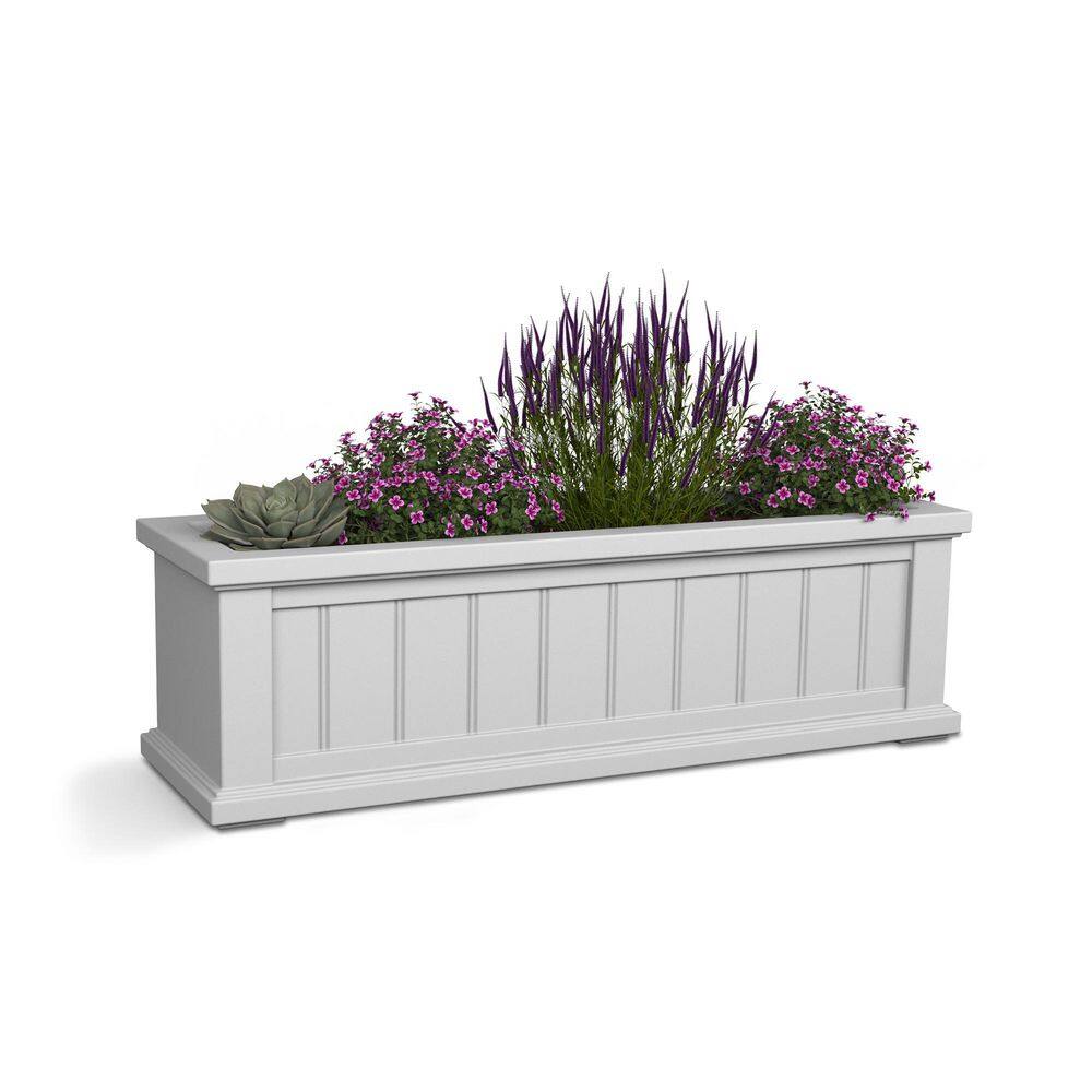 Cape Cod 36" White Polyethylene Self-Watering Window Box Planter