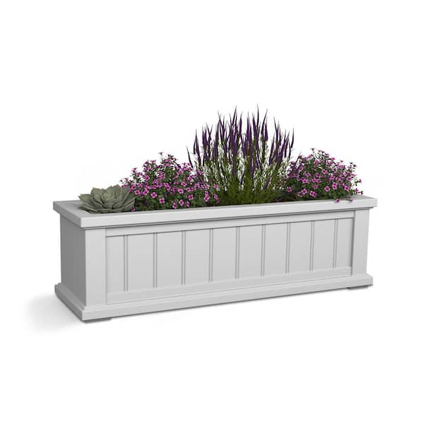 Cape Cod 36 in. x 11 in. Self-Watering White Polyethylene Window Box