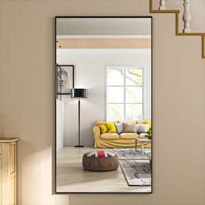 55 in. W x 30 in. H Black Rectangle Framed Tempered Glass Wall-mounted Mirror