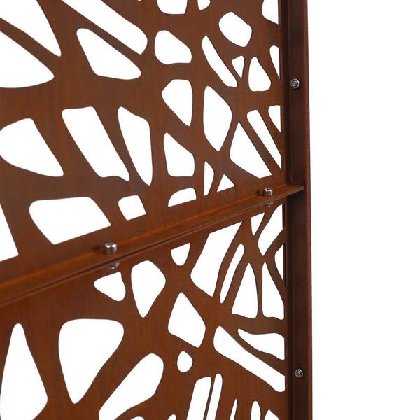 76 in. H x 48 in. W Freestanding Metal Privacy Screen in Rusty, Stylish Outdoor and Indoor Privacy Fence Panels