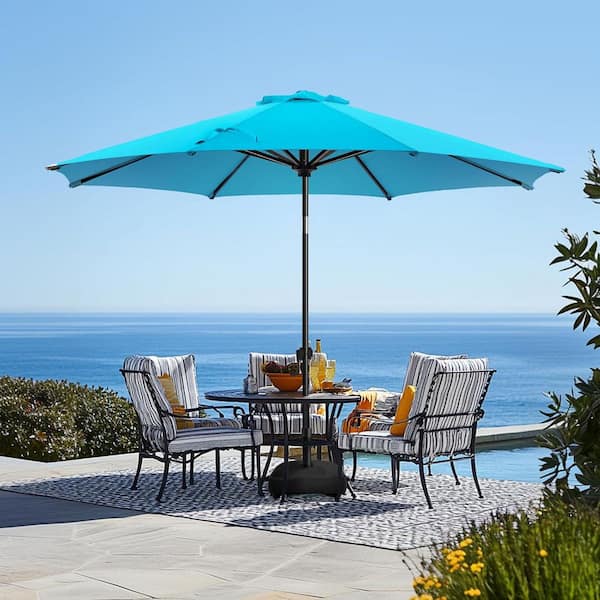 9 ft patio umbrella with stand WESTLAKE Solar LED Bronze Round Base Weight Included, Gray Numerous solid hues are available AreShark 9 FT Patio Umbrella